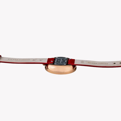 Pierre Cardin Women's Red Leather Watch, Rose Gold Case | Cma.0007