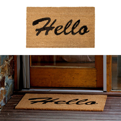 NNEDSZ Home Hello PVC Backed Coir Printed Door Mat