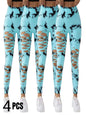 4 Pack New Style Hollow-Out Tie-Dye High-Waisted Tummy-Control Yoga Pants